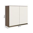Ver imagem 3 de Armario Aereo 2 Portas Mdf 80 Cm Kali 12211 Carvalho Toq Off White Cetim Nicioli