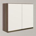 Ver imagem 2 de Armario Aereo 2 Portas Mdf 80 Cm Kali 12211 Carvalho Toq Off White Cetim Nicioli