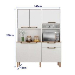 Armário de Cozinha 6 Portas 1 Gaveta Sallêto - Branco - 3