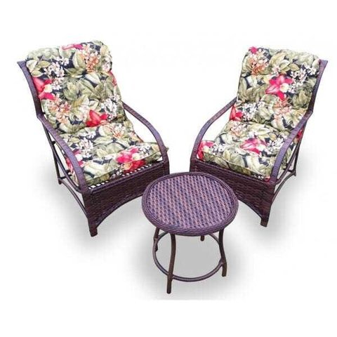 Conjunto de Poltronas Fibra Sintética Porto - 2 Poltronas + Mesa Centro - Tecido Saquarema