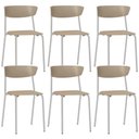 Ver imagem 1 de Kit 06 Cadeiras Empilhável Fixa Atom F02 Base Aço Cinza Nude - Lyam Decor