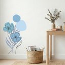 Ver imagem 1 de Adesivo Floral Boho Azul Estilo Nórdico 50x90 Minimalista Abstrato