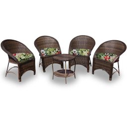 Conjunto de Poltronas Fibra Sintética Seul - 4 Poltronas + 1 Mesa Centro - Tecido Saquarema - 1