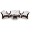 Ver imagem 1 de Conjunto de Sofá Fibra Sintética Bruxelas - 1 Sofá 2 L + 2 Poltronas + 1 Mesa Centro - Tecido