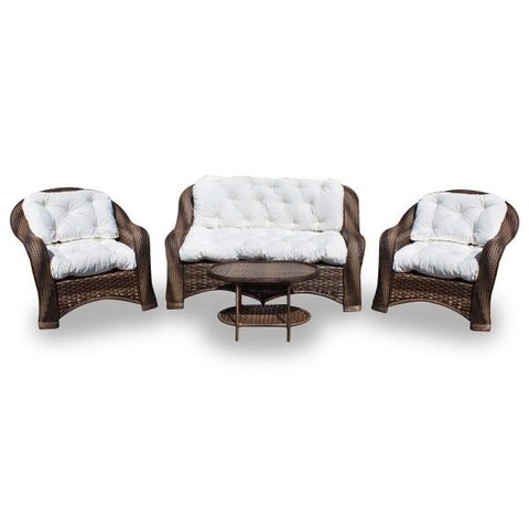 Conjunto de Sofá Fibra Sintética Bruxelas - 1 Sofá 2 L + 2 Poltronas + 1 Mesa Centro - Tecido