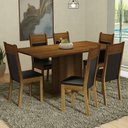 Ver imagem 1 de Conjunto Sala de Jantar Mesa Tampo de Madeira 6 Cadeiras Rustic/preto Augusta Madesa