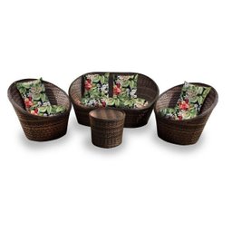 Conjunto de Sofás Fibra Sintética Buenos Aires - 1 Sofá 2 L + 2 Poltronas + 1 Mesa Centro - - 1