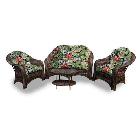 Conjunto de Sofás Fibra Sintética Roma - 1 Sofá 2L + 2 Poltronas + 1 Mesa Centro - Tecido