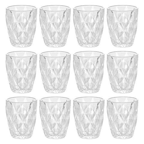 Jogo de Copos de Vidro Diamond Transparente 270ml 12 peças - Lyor