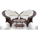 Ver imagem 1 de Conjunto de Poltronas Fibra Sintética Cairo - 2 Poltronas + 1 Mesa Centro - Tecido Duna Cru