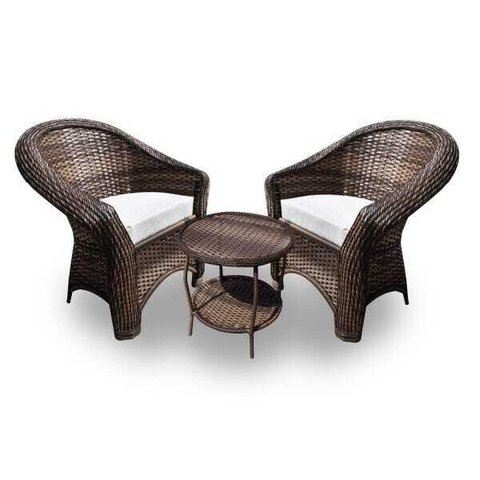 Conjunto de Poltronas Fibra Sintética Berlim - 2 Poltronas + 1 Mesa Centro - Tecido Duna Cru