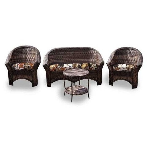 Conjunto de Sofás Fibra Sintética Berlim - 1 Sofá 2L + 2 Poltronas + 1 Mesa Centro - Tecido