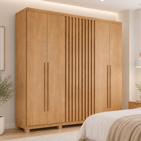 Guarda-Roupa Casal 100% MDF 6 Portas e 2 Gavetas com Pés 180cm Multimóveis CR35527 Madeirado