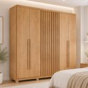 Ver imagem 1 de Guarda-Roupa Casal 100% MDF 6 Portas e 2 Gavetas com Pés 180cm Multimóveis CR35527 Madeirado