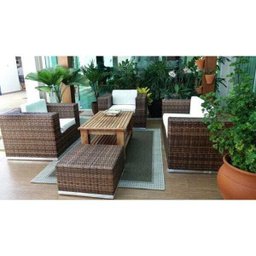 Conjunto de Sofás Fibra Sintética Cidade do Cabo - 1 Sofá 2L + 2 Poltronas + 1 Mesa Centro - - 6