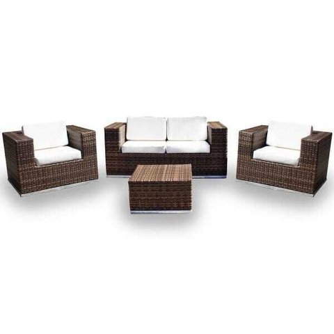 Conjunto de Sofás Fibra Sintética Cidade do Cabo - 1 Sofá 2L + 2 Poltronas + 1 Mesa Centro -