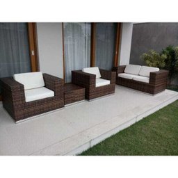 Conjunto de Sofás Fibra Sintética Cidade do Cabo - 1 Sofá 2L + 2 Poltronas + 1 Mesa Centro - - 5