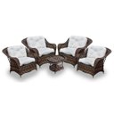 Ver imagem 1 de Conjunto de Poltronas Fibra Sintética Nairóbi - 4 Poltronas + 1 Mesa Centro - Tecido Duna Cru