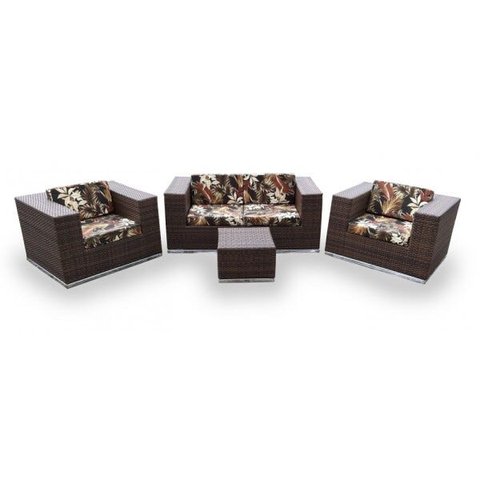 Conjunto de Sofás Fibra Sintética Cidade do Cabo - 1 Sofá 2L+ 2 Poltronas + 1 Mesa Centro -