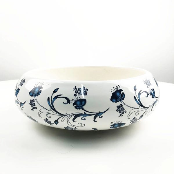Centro de Mesa de Cerâmica Ikebana - Beijing Branco e Azul 9cm - 3