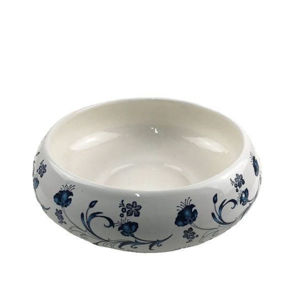 Centro de Mesa de Cerâmica Ikebana - Beijing Branco e Azul 9cm - 1