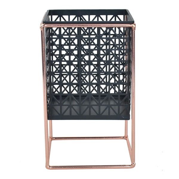 Cachepot em Metal Preto com Suporte Cobre - Quadrado - 1