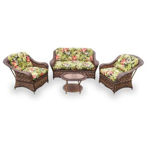 Conjunto de Sofás Fibra Sintética Nairóbi - 1 Sofá 2 L + 2 Poltronas + 1 Mesa Centro - Tecido