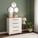 Ver imagem 1 de Cômoda Organizadora P/quarto 4 Gavetas Corrediça Telescópica Branco/nature