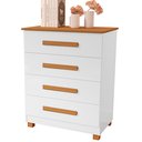 Ver imagem 2 de Cômoda Organizadora P/quarto 4 Gavetas Corrediça Telescópica Branco/nature