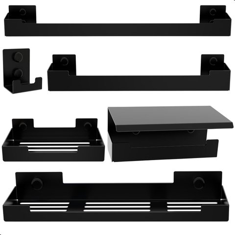Kit de Acessórios para Banheiro Preto Fosco 6 Peças F.elg