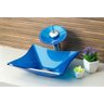 Cuba de Vidro para banheiros e lavabos - Quadrada RT 34 Cm Azul Matisse - 6