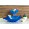 Cuba de Vidro para banheiros e lavabos - Quadrada RT 34 Cm Azul Matisse - 7