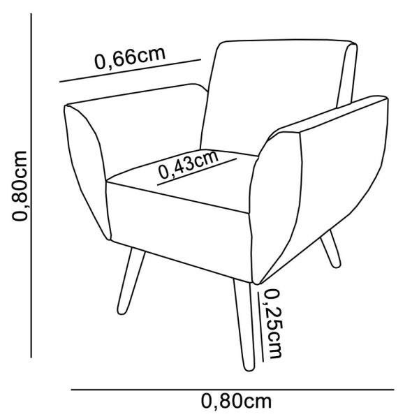 Poltrona Jolly Decorativa Linho Cinza - 4