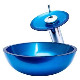 Cuba de Vidro para Banheiros e Lavabos 35 Cm - Azul Matisse - 3