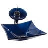 Cuba de Vidro para banheiros e lavabos - Quadrada RT 30 Cm Azul Marine - 3