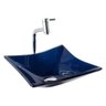 Cuba de Vidro para banheiros e lavabos - Quadrada RT 30 Cm Azul Marine - 2