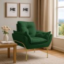 Ver imagem 1 de Poltrona Decorativa Opala Amamentação para Sala Base de Ferro Dourada Suede Me-ecommerce:verde