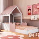 Ver imagem 1 de Cama Solteiro Infantil Montessoriana Casinha Nana Branco/rosa C06 - Mpozenato
