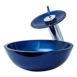 Cuba de Vidro para Banheiros e Lavabos 35 Cm - Azul Marine - 1
