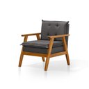 Ver imagem 3 de Kit 2 Poltronas Sala de Estar Base em Madeira Maciça Linho Grafite Veneza