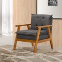 Ver imagem 2 de Kit 2 Poltronas Sala de Estar Base em Madeira Maciça Linho Grafite Veneza