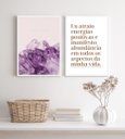 Ver imagem 1 de Kit 2 Quadros Energias Positivas- Cristais Abundância 24x18cm:madeira Branca