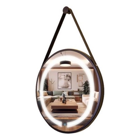 Espelho Redondo Adnet Premium Iluminado Led com Alça 50cm - Preto