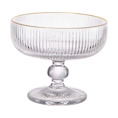 Jogo de 6 Taças para Sobremesa Cameratta em Cristal Ecológico com Borda Dourada 310 Ml - L'hermitage