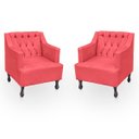 Ver imagem 1 de Kit 2 Poltronas para Sala de Estar Clássica Confortável e Reforçada Suede Elizabeth