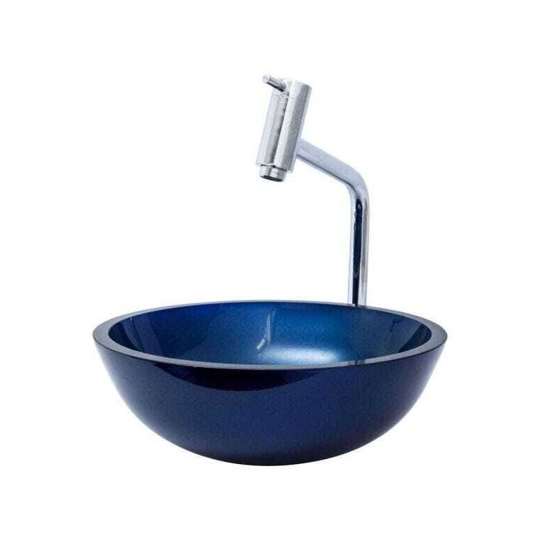 Cuba de Vidro para Banheiros e Lavabos 30 Cm - Azul Marine