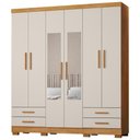 Ver imagem 1 de Guarda Roupa Casal 6 Portas com Espelho 182 cm Santiago Cedro Areia Rudk