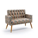 Ver imagem 2 de Kit 2 Poltronas Namoradeira Nina com Rodapé e Capitonê Suede Estampado Laranja Aradecor