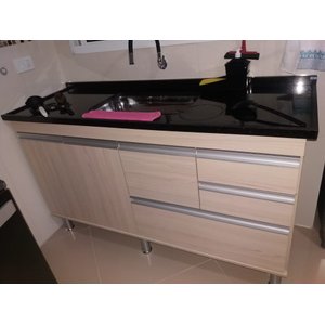 - Gabinete para Pia de Cozinha 2m Michelangelo Cípres Fosco 100% Mdf 15mm Rino Móveis