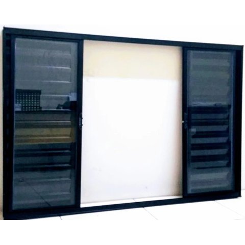 Janela Veneziana de Alumínio Preto S/grade 100x100 6 Folhas